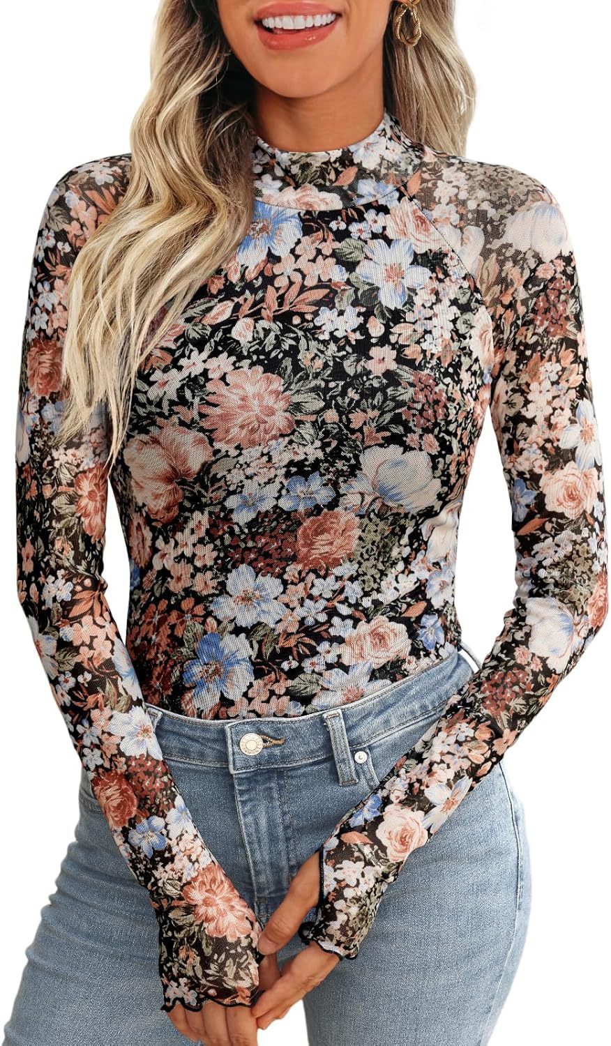 Women's Lace-Panel Turtleneck Top - Image 7