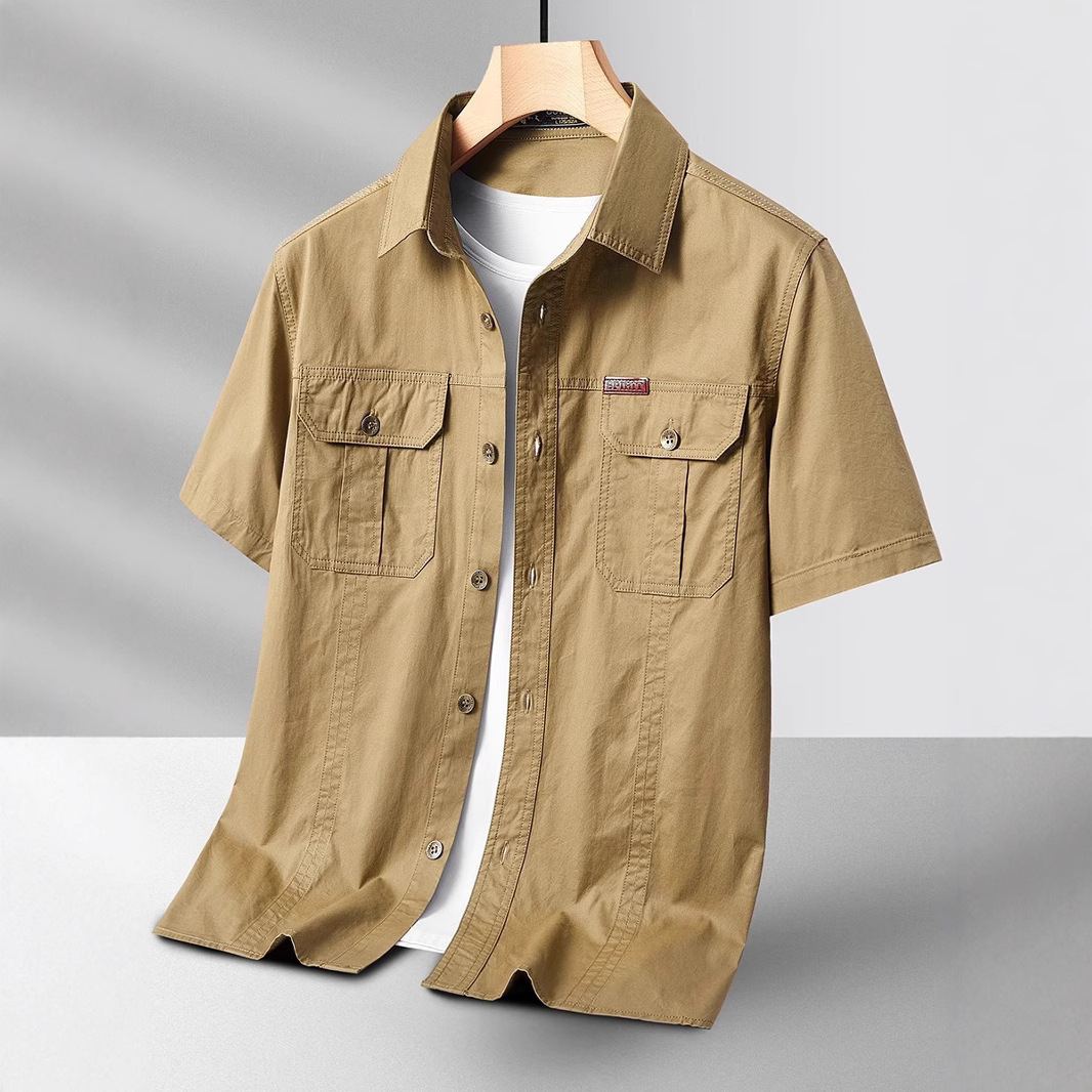 American-style workwear trendy casual short-sleeved shirt for men, new summer 2025 style, fashionable multi-pocket shirt jacket. - Image 2