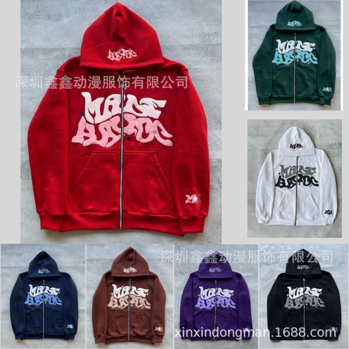 2023 European and American street trend Y2K gothic punk hip-hop fashion zipper hoodie - Image 5