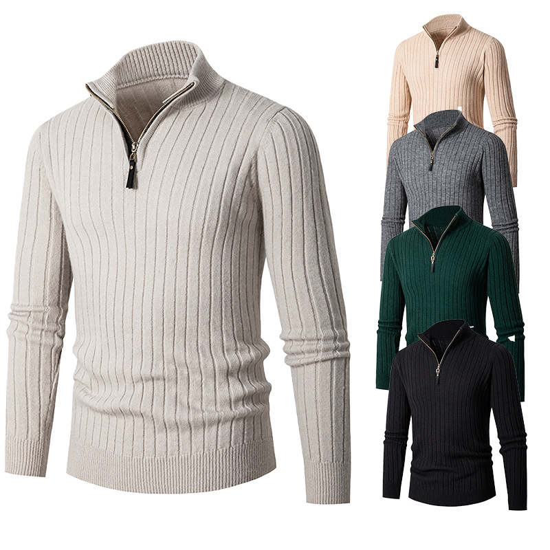 Ribbed Zip-Neck Sweater - Image 5