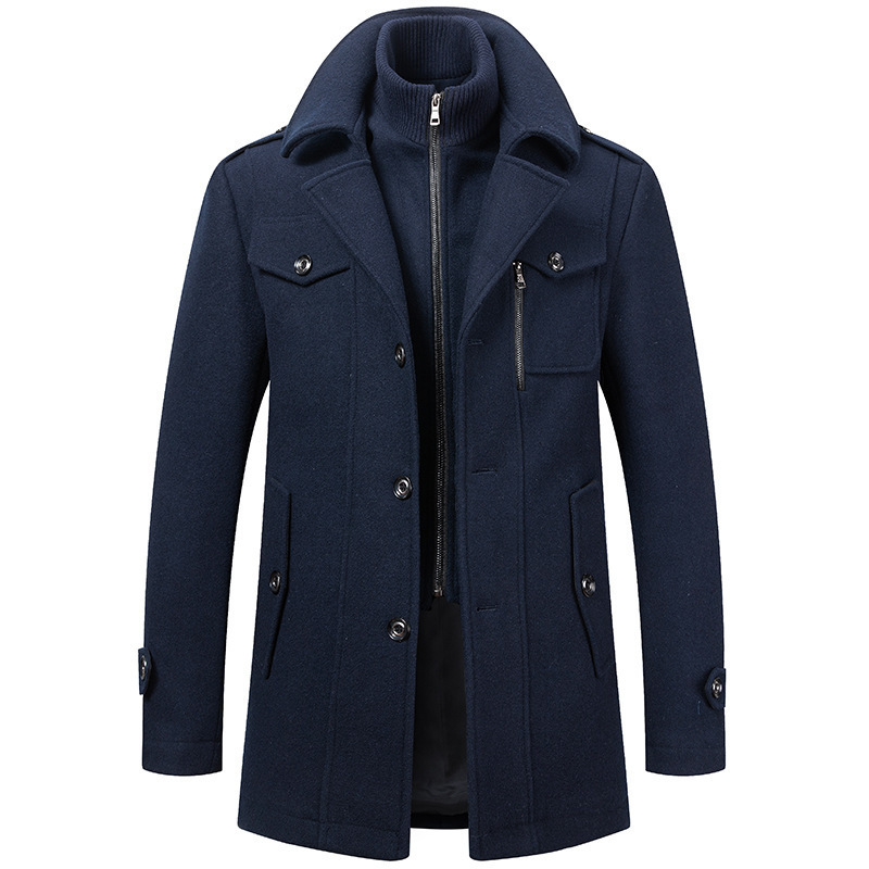 2024 autumn and winter men's business woolen coat fashionable double collar cold-resistant woolen coat cross-border woolen coat men - Image 9
