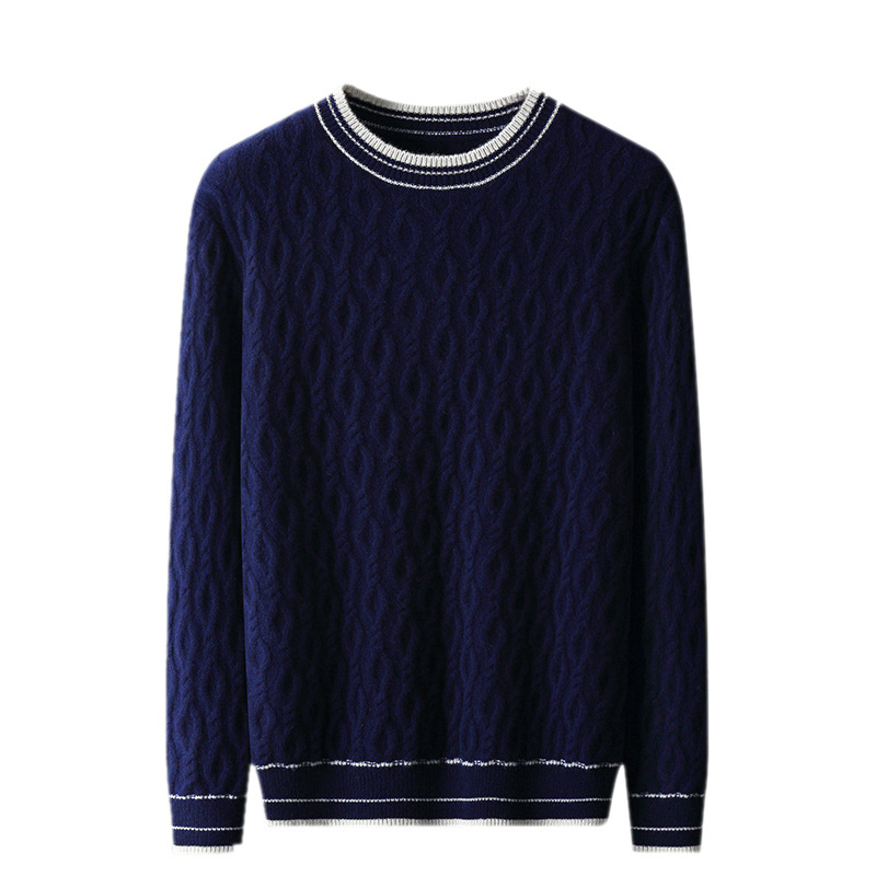 Men's casual thick round neck bottoming sweater new fashion wool bottoming sweater warm solid color men's clothing wholesale - Image 7