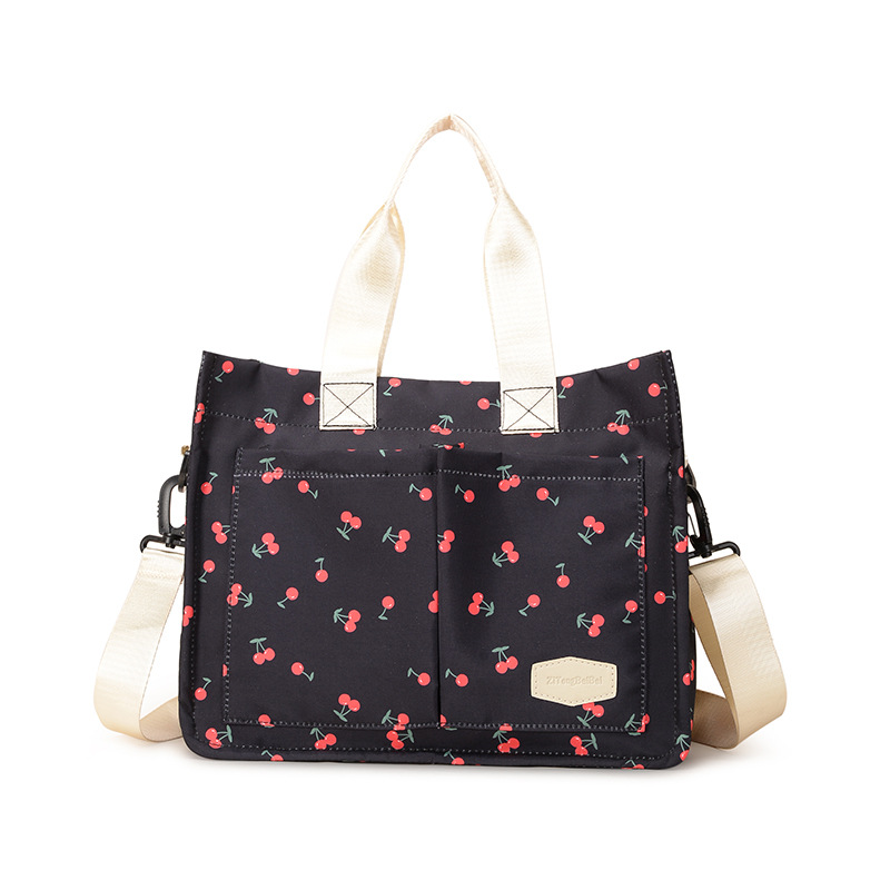 Mommy bag printed spring cherry color fashionable mother and baby bag for traveling light and large capacity crossbody mommy bag - Image 7