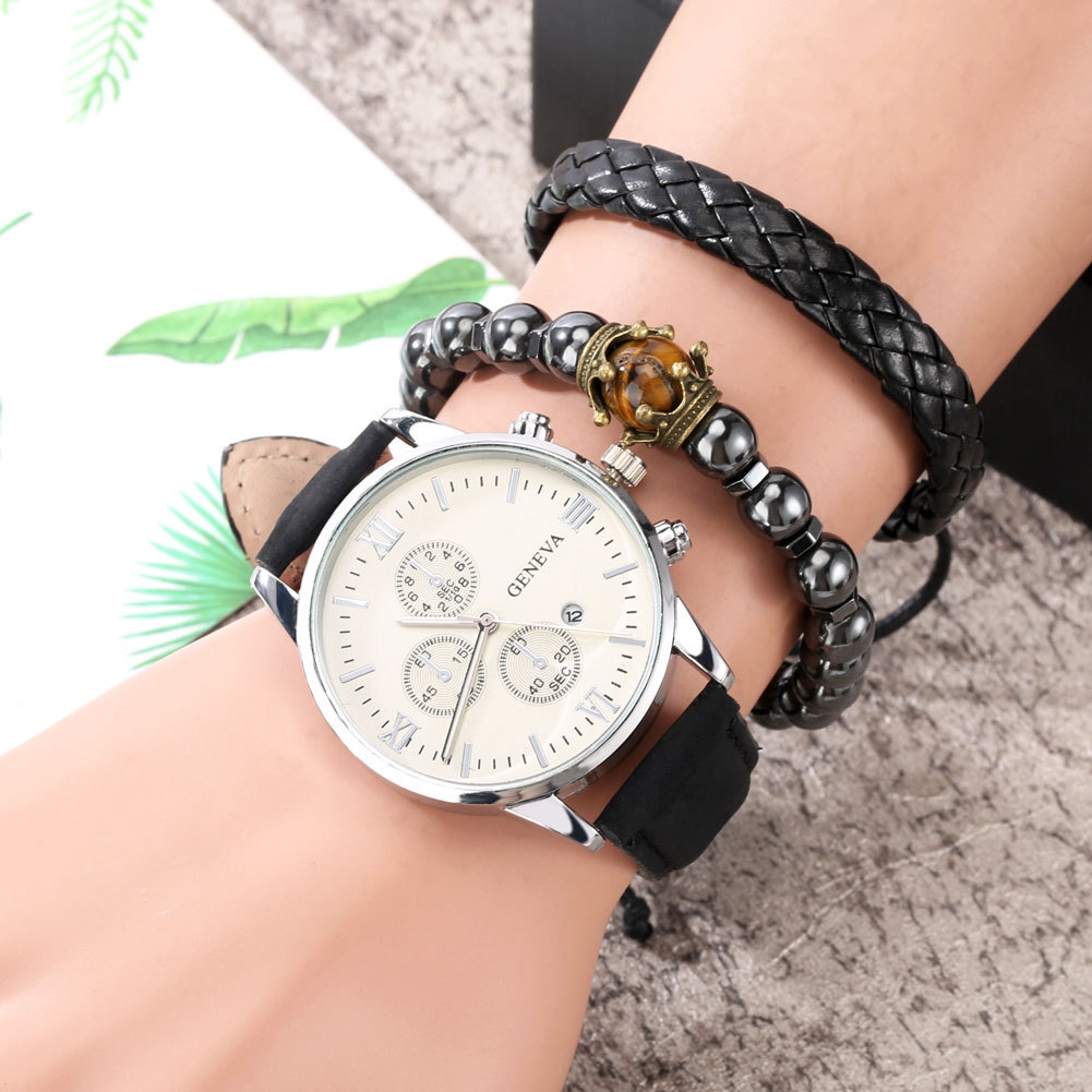 2022 new foreign trade hot selling men's set gift watch 3pcs bracelet three-piece men's watch calendar watch - Image 8
