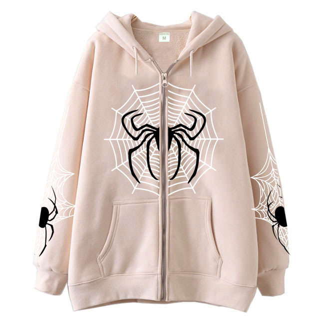 Cross-border youth spider web metal zipper sweatshirt street trend spring and autumn hoodie American retro casual jacket for men - Image 2