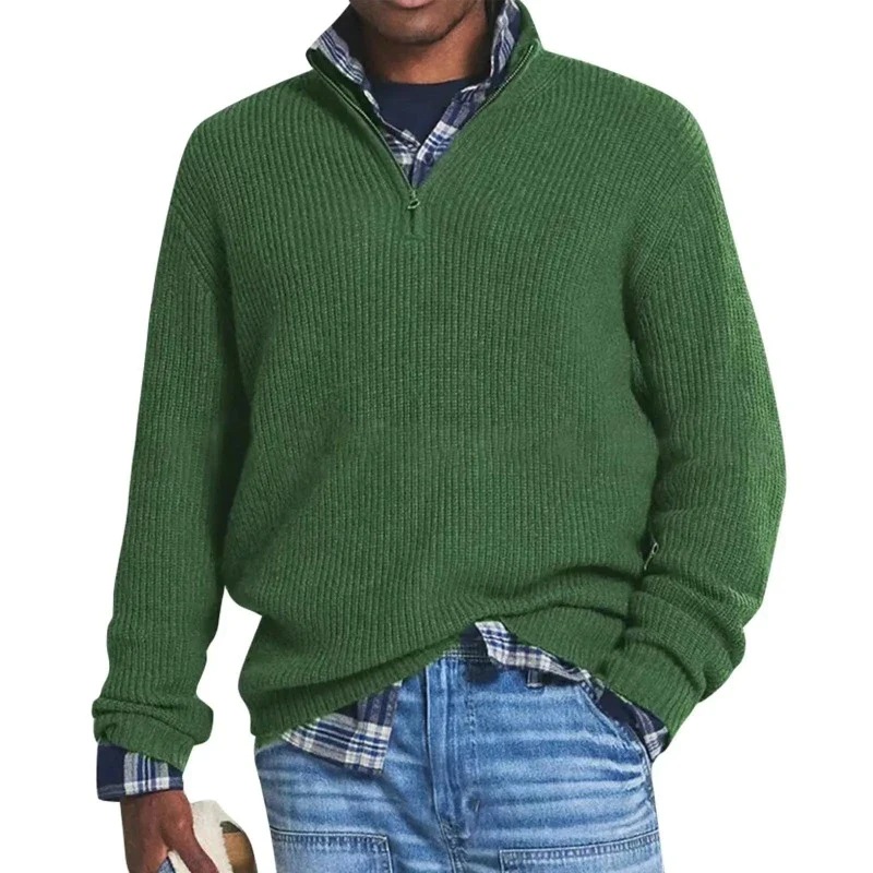Amazon Independent Station 2023 Autumn and Winter New European and American Foreign Trade Men's Business Casual Loose Zipper Stand Collar Sweater - Image 11