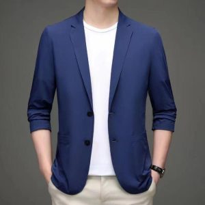 Foreign trade spring and summer thin solid color men's casual small suit Korean version men's business single suit sun protection suit jacket for men