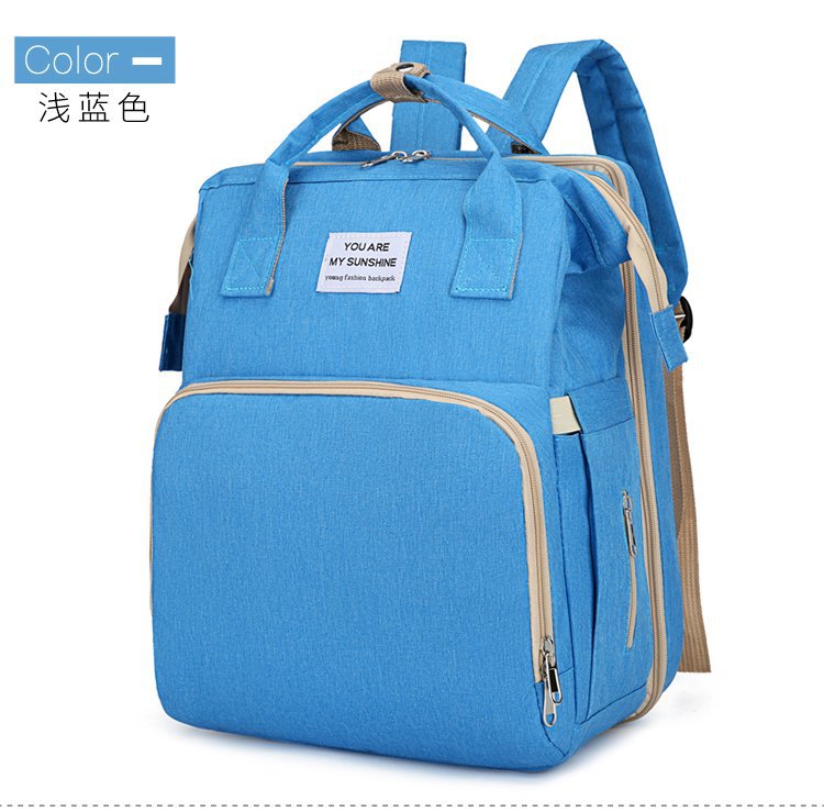 New Fashion Mommy Bag Folding Crib Mother and Baby Bag Large Capacity Portable Baby Bottle Diaper Backpack Mommy Bag - Image 7