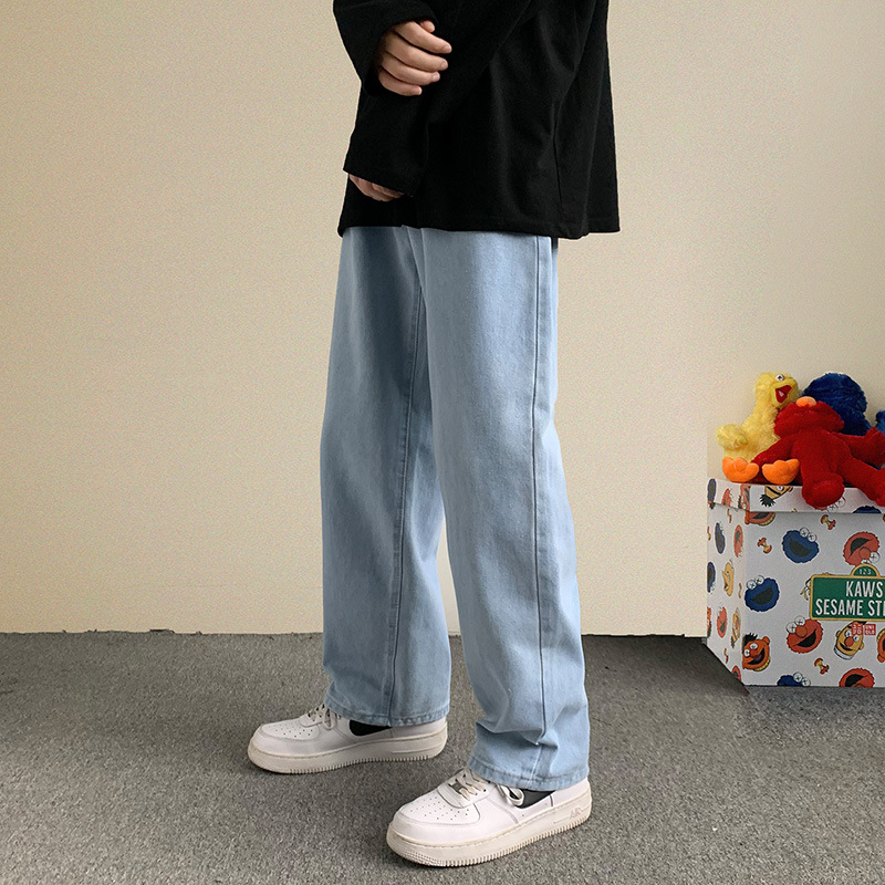spring summer Hong Kong style men's loose straight jeans - Image 2
