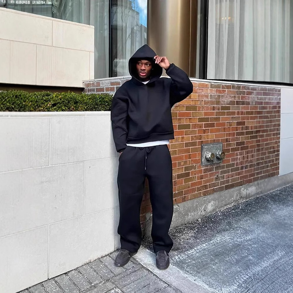 Autumn European and American cross-border casual simple couple fashion hoodie sweatshirt solid color loose sweatshirt sweatpants wholesale - Image 3
