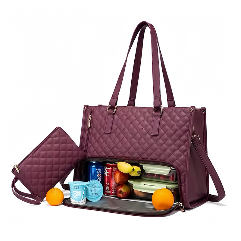 Spot new product 2 in 1 handbag lunch bag combination bag large handbag insulated lunch box female crossbody computer bag - Image 12