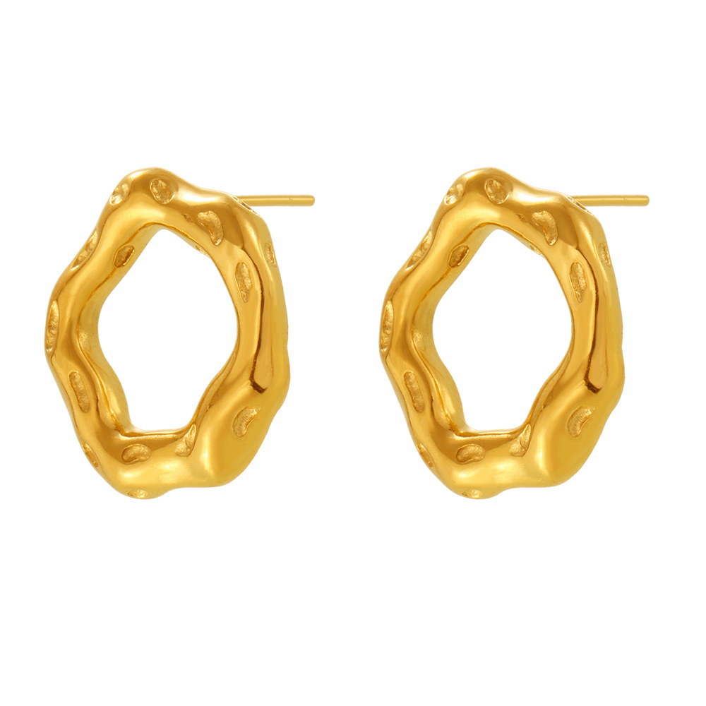 Sugar cube personalized minimalist geometric irregular earrings and rings, stainless steel gold-plated jewelry for women, colorfast. - Image 5