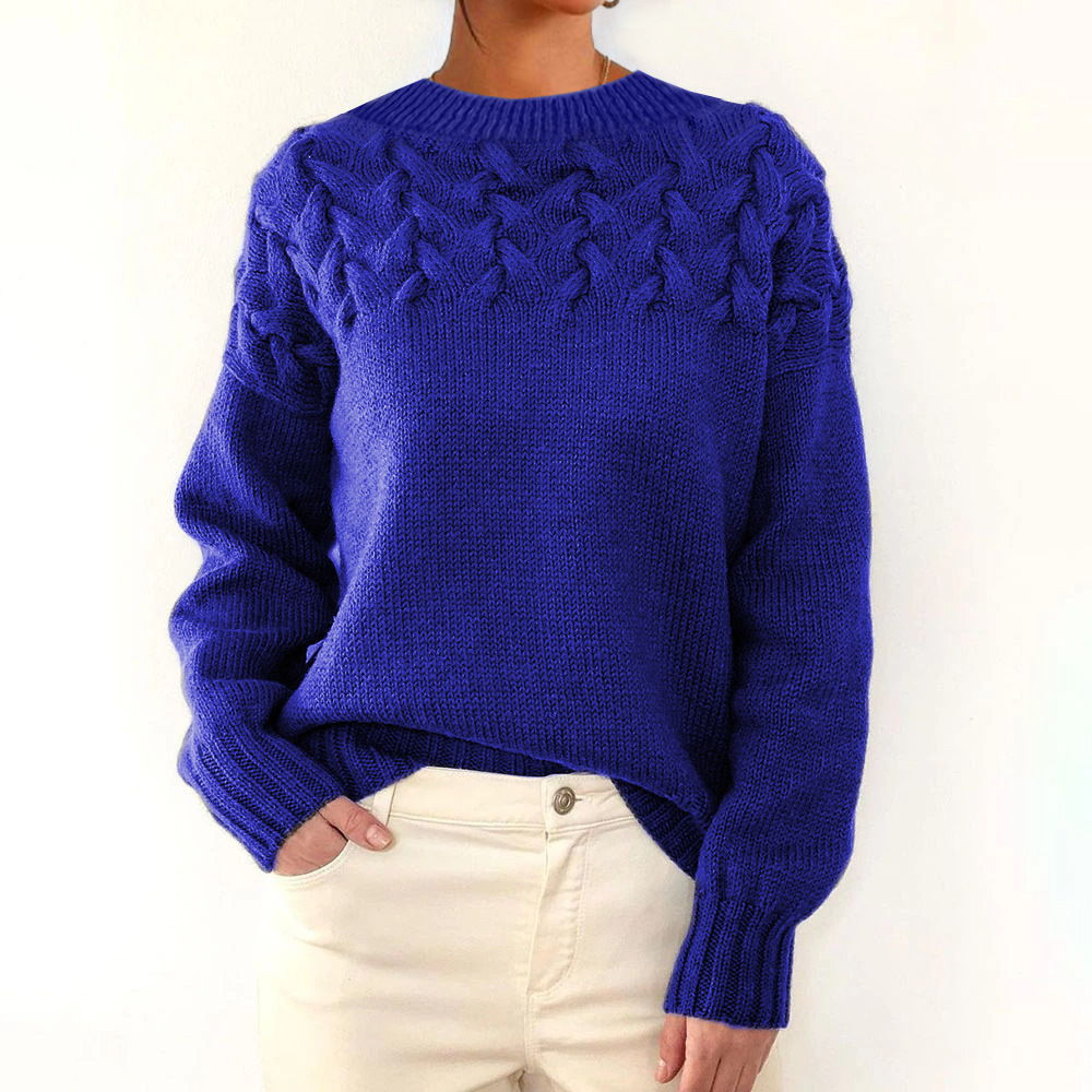 2026 Amazon Cross-Border New Women's Clothing Independent Site eBay Fashion Cable Braid Details High Neck Long Sleeve Sweater - Image 10