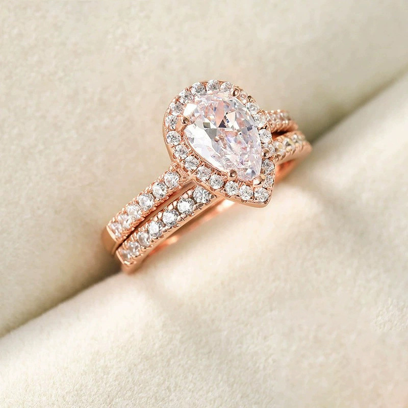 Factory direct wholesale of European and American S925 stainless steel rings with 6x9 teardrop-shaped zircon stones, pear-shaped sets, and simulated diamond rings. - Image 4
