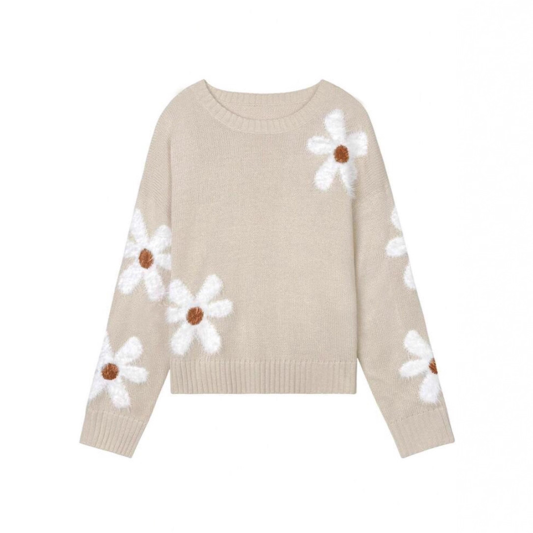 Amazon European and American fashion pullover round neck long-sleeved sweater European and American cross-border foreign trade floral print clothing autumn women's clothes - Image 3