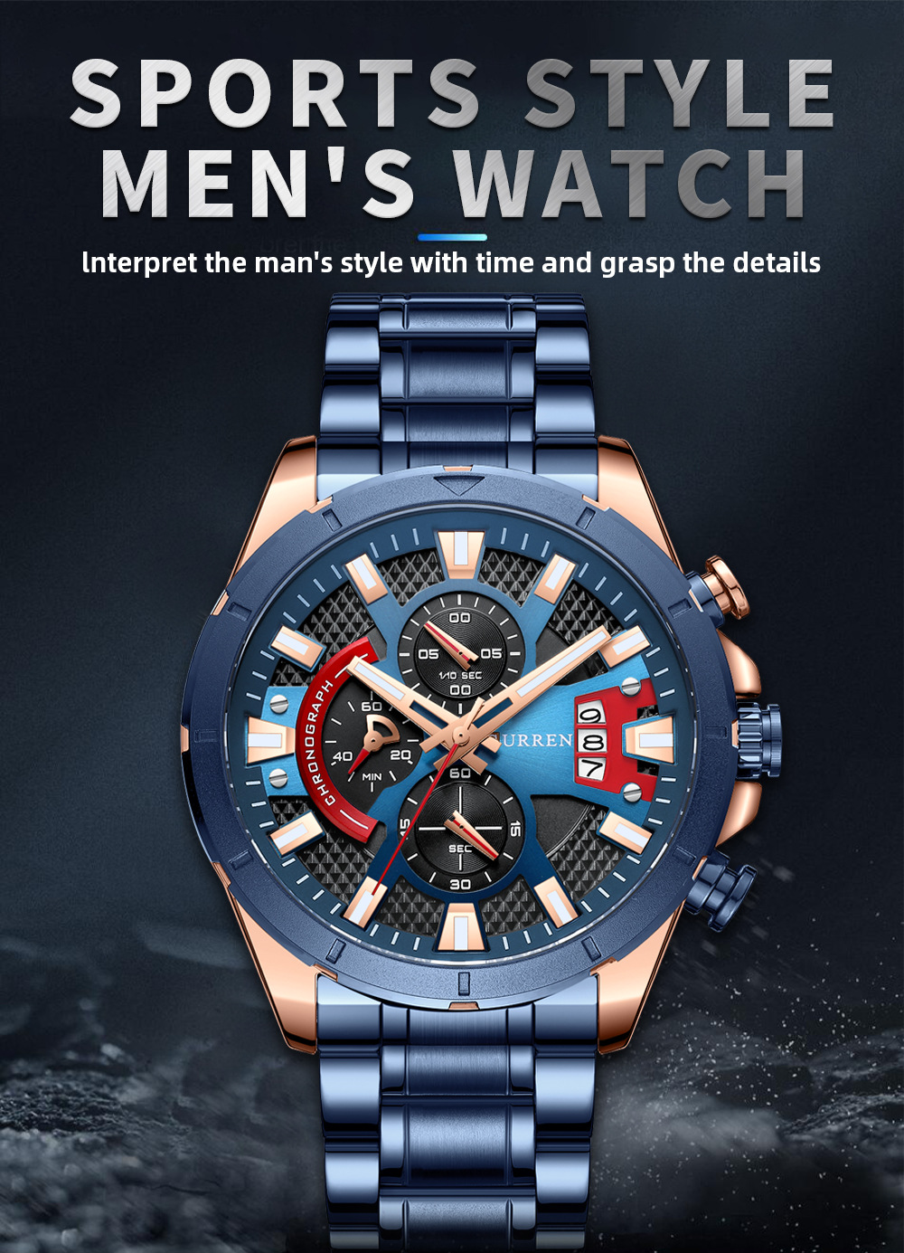 Curren/Careen 8401 Men's Watch Six Hand Watch Quartz Watch Steel Band Watch Calendar Men's Watch - Image 14