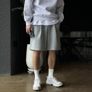 Men's cross-border minimalist casual sports pants, loose wide-leg five-point pants, Korean style commuter shorts, in stock.