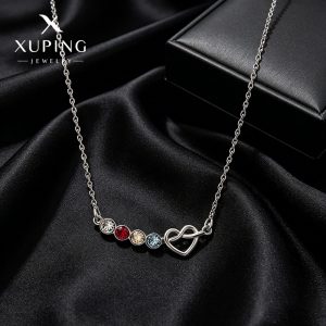 Xuping Fashionable and Simple Geometric Round Clavicle Chain, New Sweet and Elegant Imitation Crystal Necklace for Women (Wholesale)