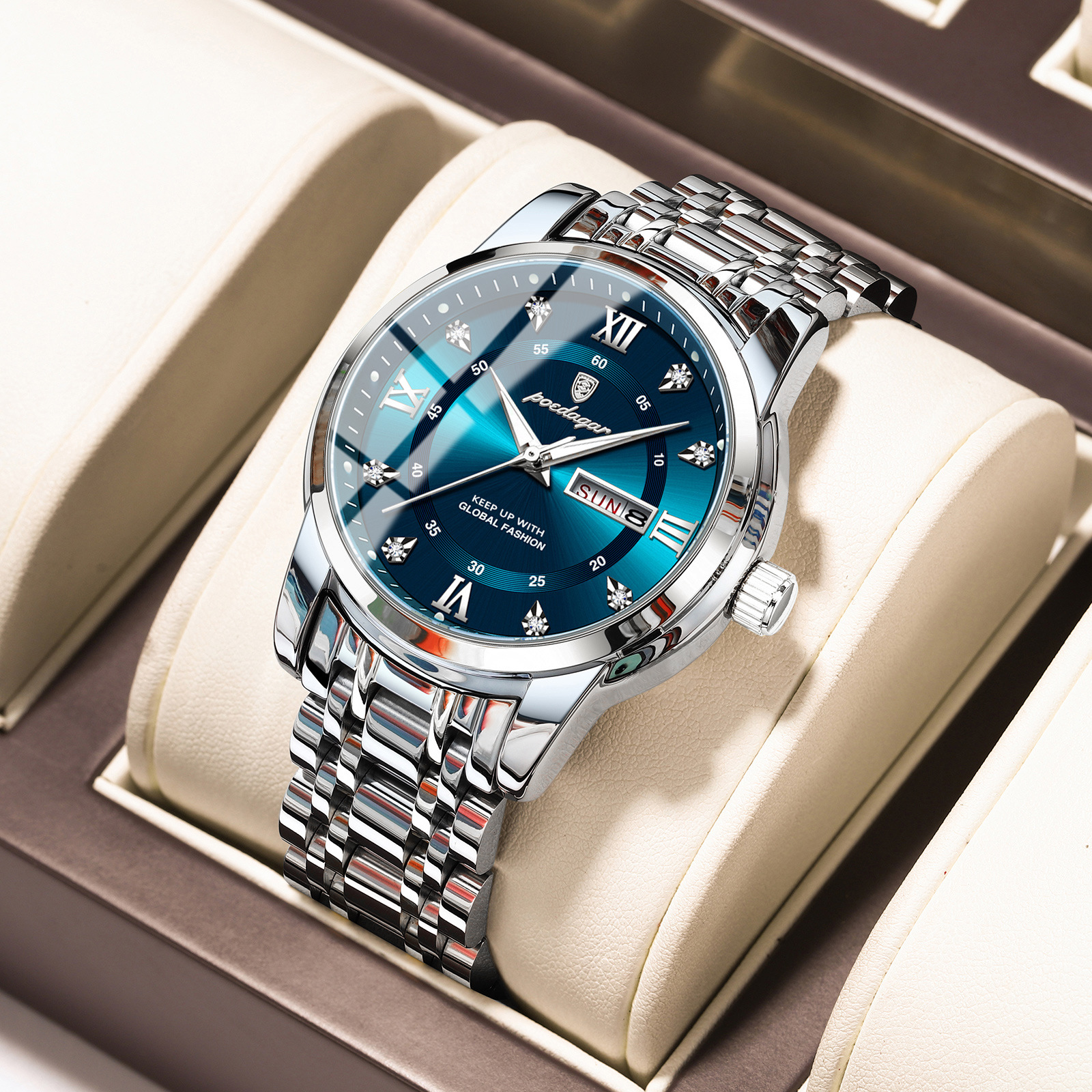 Swiss brand waterproof new men's watch dual calendar luminous quartz watch live broadcast foreign trade hot sale one piece drop shipping - Image 11