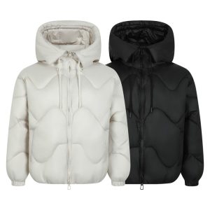 American-style puffer jacket with wavy design, unisex, 2025 winter hooded thickened warm cotton coat.