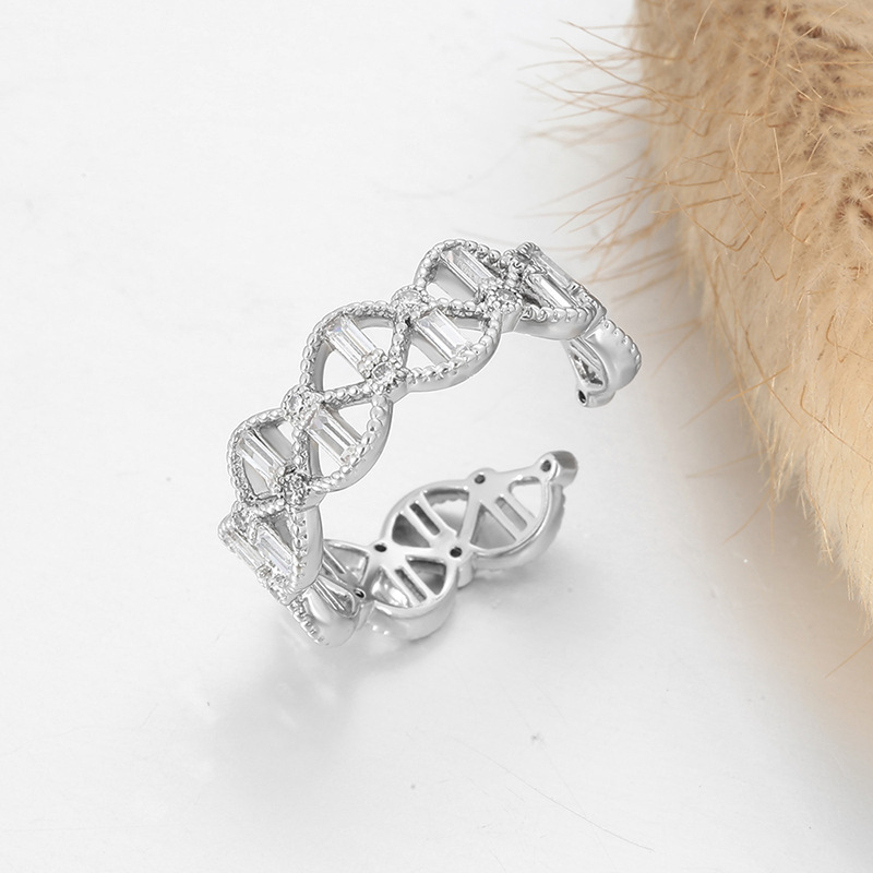 Xuping hollowed-out design irregular geometric open ring, copper alloy plated white, niche and unique women's jewelry wholesale. - Image 5