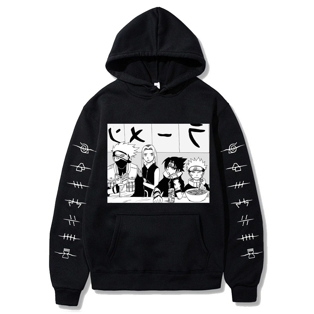 Naruto Ramen Hoodie Sweatshirt Long Sleeve Large Size Plush Hoodie Men's and Women's Sweatshirt - Image 4