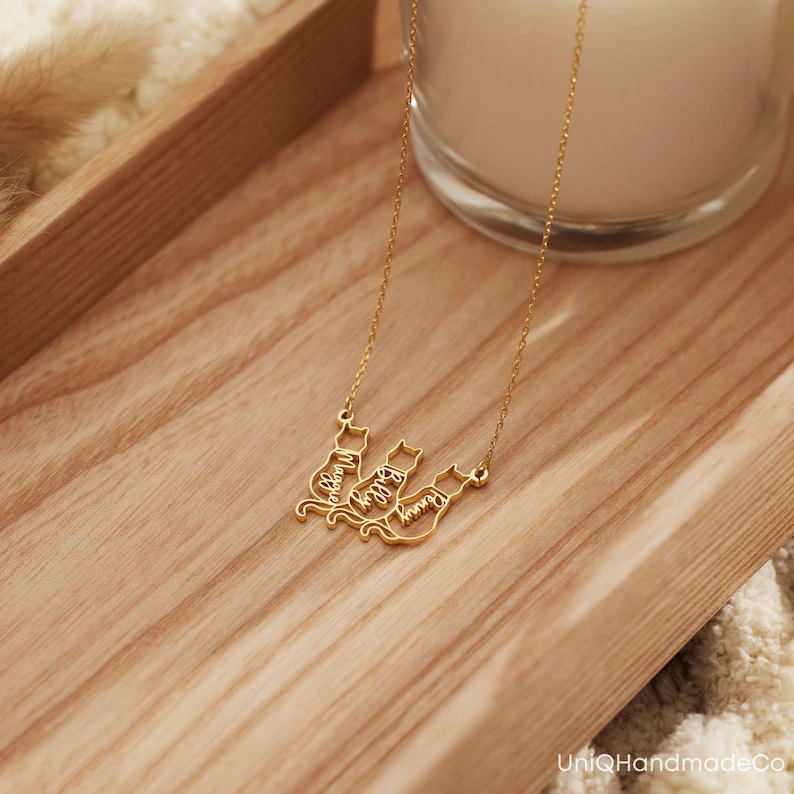Personalized cute cat and dog name necklaces, custom name necklaces, pet commemorative birthday gifts, niche designs. - Image 2