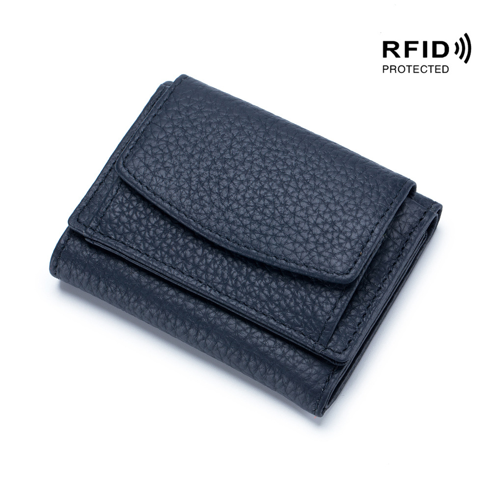 Small wallet women's genuine leather Japanese-style financial cloth rfid coin bag wallet foreign trade women's mini wallet short purse - Image 5