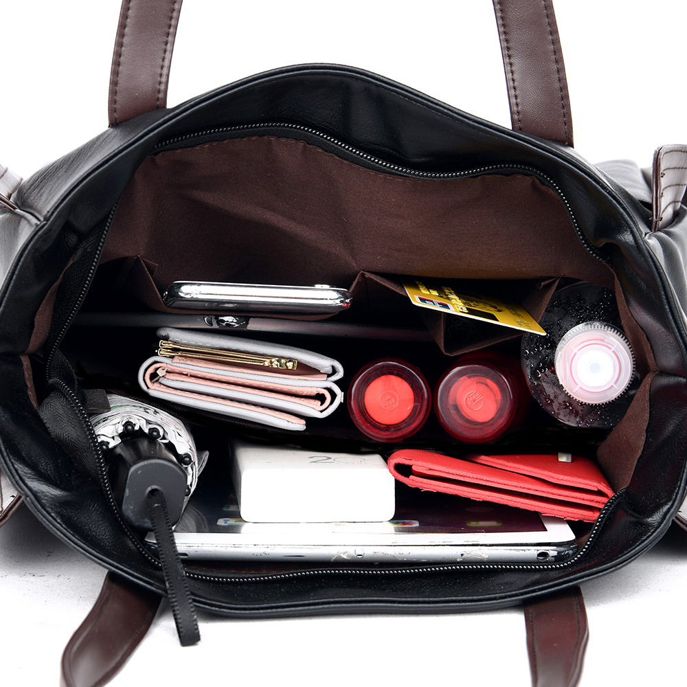 Foreign trade large-capacity soft leather large bag middle-aged women 2023 new trendy handbag shoulder bag Messenger bag fashion - Image 5