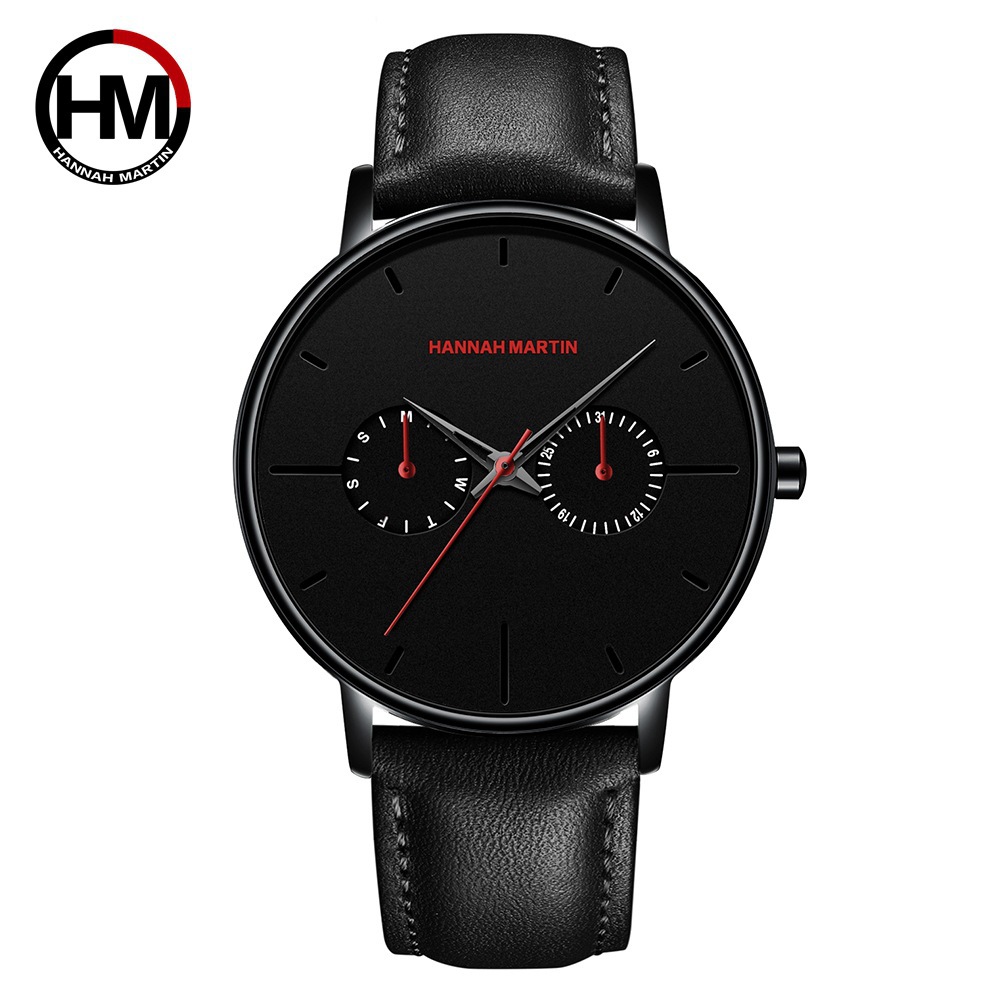 Men's multifunctional waterproof quartz watch top layer cowhide watch student trend niche brand ins business watch - Image 8