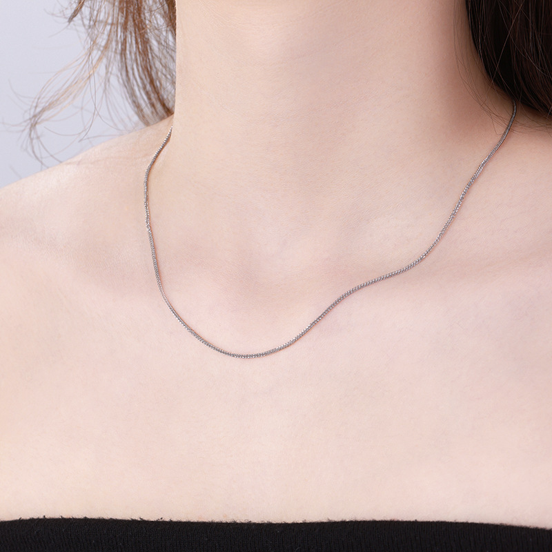 Xuping stainless steel white-plated simple everyday easy-to-match lobster buckle plain chain classic pin chain clavicle chain wholesale women's - Image 5