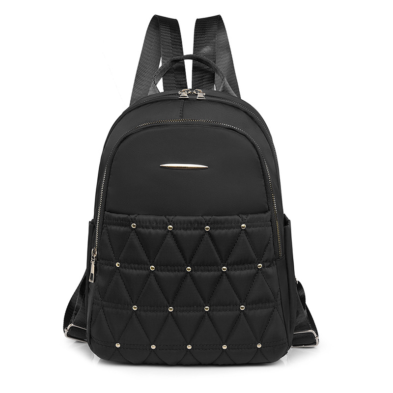 New women's bag cross-border Oxford cloth backpack large capacity fashion rhombus school bag fashionable simple solid color travel bag - Image 7