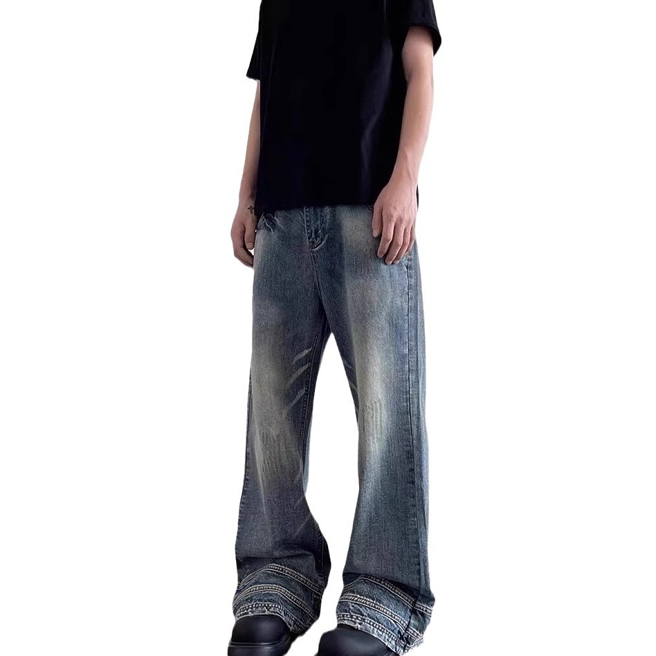 American retro niche design cat whisker flared jeans men's trendy brand handsome high street vibe couple pants trendy - Image 6