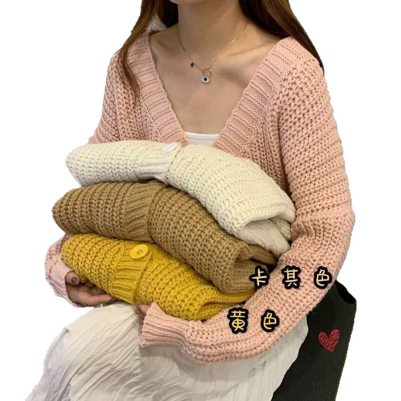 2026 New Sweet and Cute School Style Girls' Top, Loose Fit, Short Sleeve, Single Button Knit Cardigan - Image 5