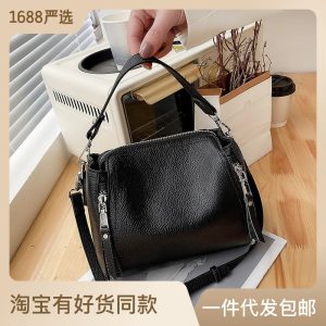 Mother's Bag Middle-aged Genuine Leather Casual Women's Bag Large Capacity Light Luxury Single Shoulder Messenger Bag Simple Soft Leather Handbag Wholesale
