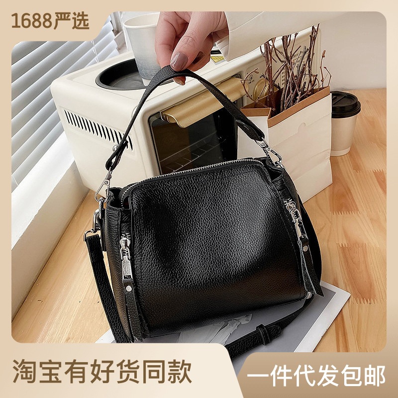 Mother's Bag Middle-aged Genuine Leather Casual Women's Bag Large Capacity Light Luxury Single Shoulder Messenger Bag Simple Soft Leather Handbag Wholesale