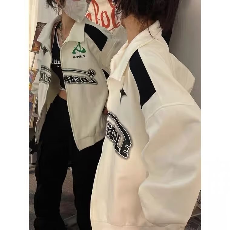 Vintage jacket men's spring and autumn loose zipper sweater American casual sports jacket boys and girls ins tide brand - Image 7