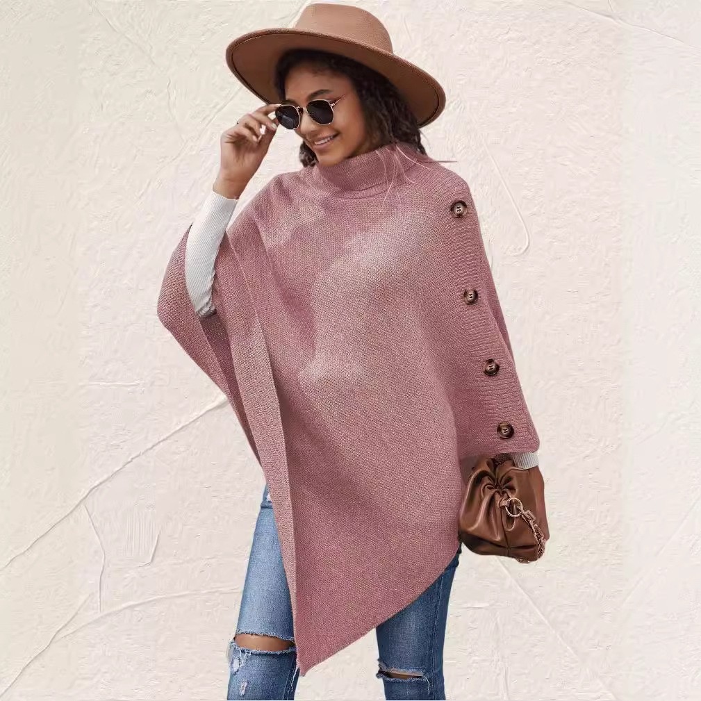 High-Neck Knitted Cape - Image 4