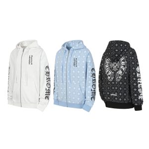 New cross-border Croxin men's pure cotton terry cloth couple embroidered high-quality hooded sweatshirt zip-up jacket