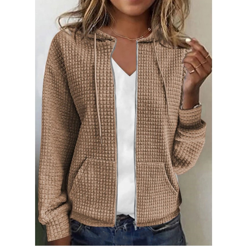 2023 European and American cross-border women's clothing Amazon independent station AliExpress zipper hooded cardigan long-sleeved sweatshirt jacket - Image 9