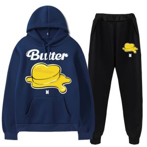 kpop new hooded suit men and women butter tubber sweater + sweatpants men's pullover hoodie pants