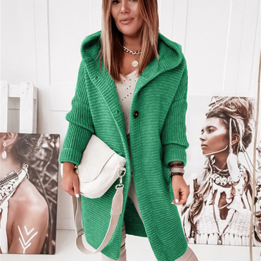 2025 New Style Hooded Knit Cardigan, Elegant and Commuting Style, Loose Fit, Plus Size, Cross-border Sweater - Image 11