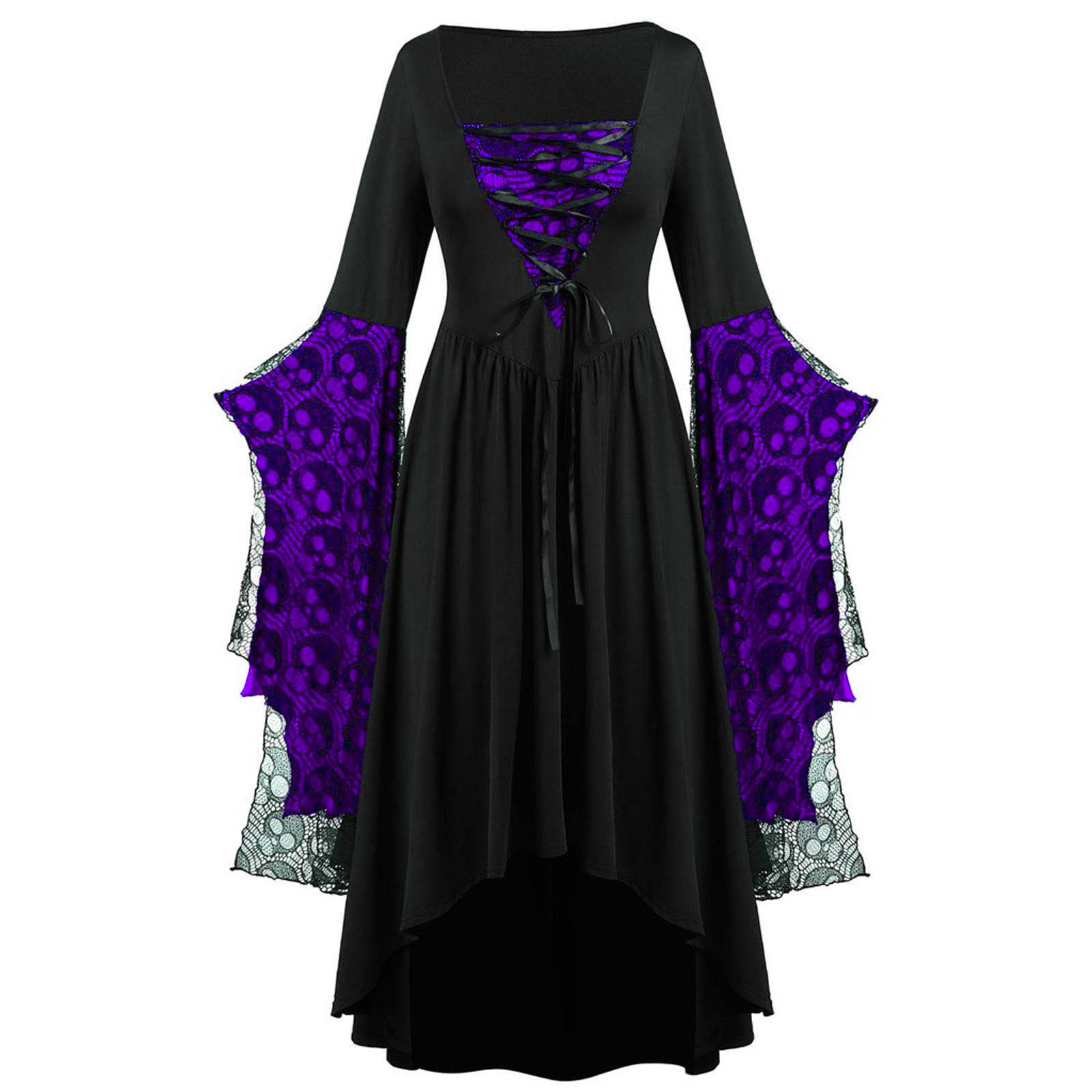 2023 Cross-border Foreign Trade Amazon Halloween European and American Costumes Skull Lace Strap Dress Hot Style Added Colors - Image 4
