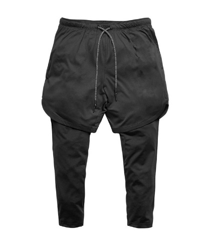 2023 Autumn New Muscle Men's Fashion Versatile Fake Two-Piece Breathable Fitness Training Running Sports Shorts