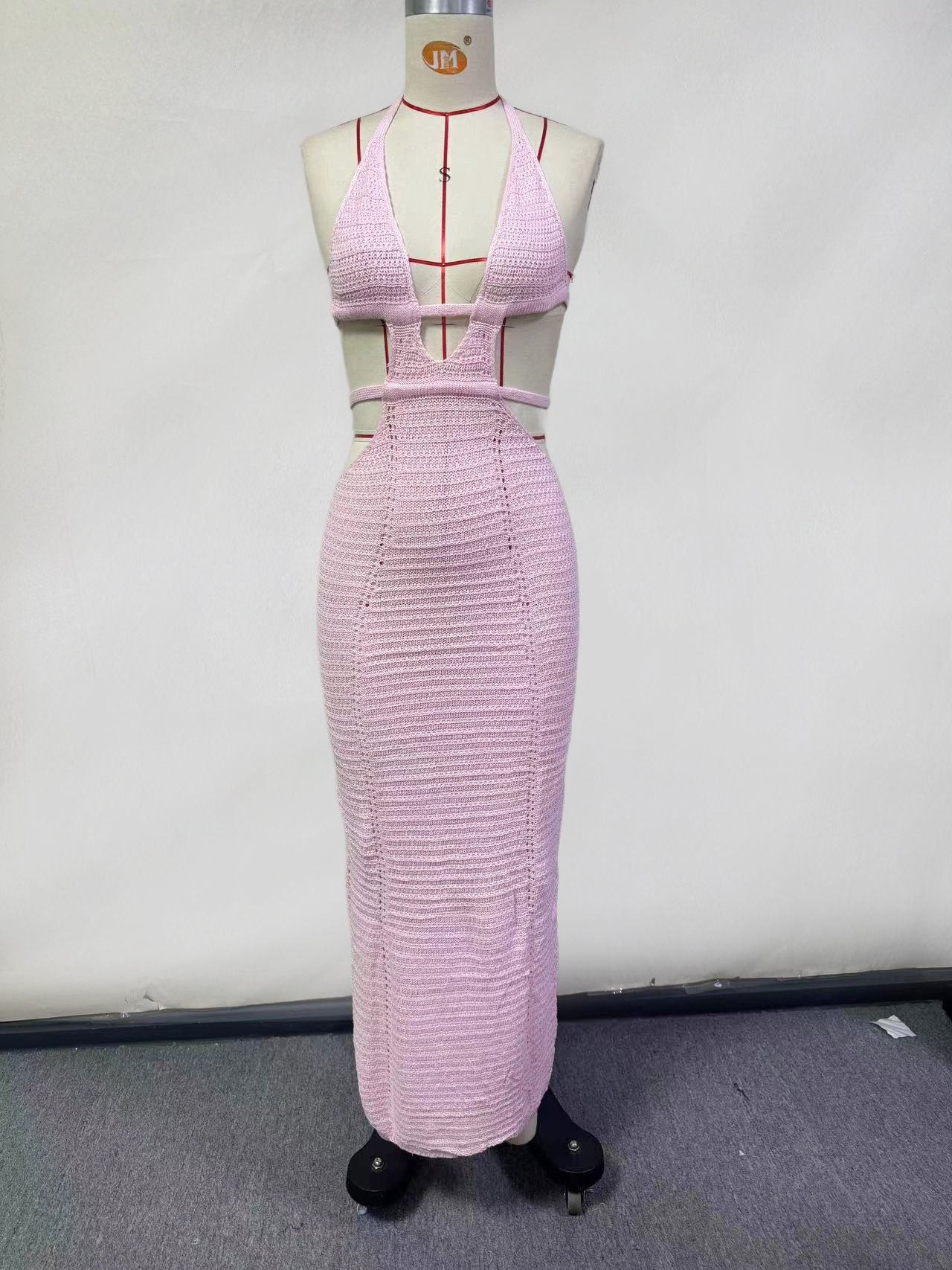 2023 European and American ins style hot selling new sexy street style pure desire halter neck wrap chest hollow lace dress female - Image 12