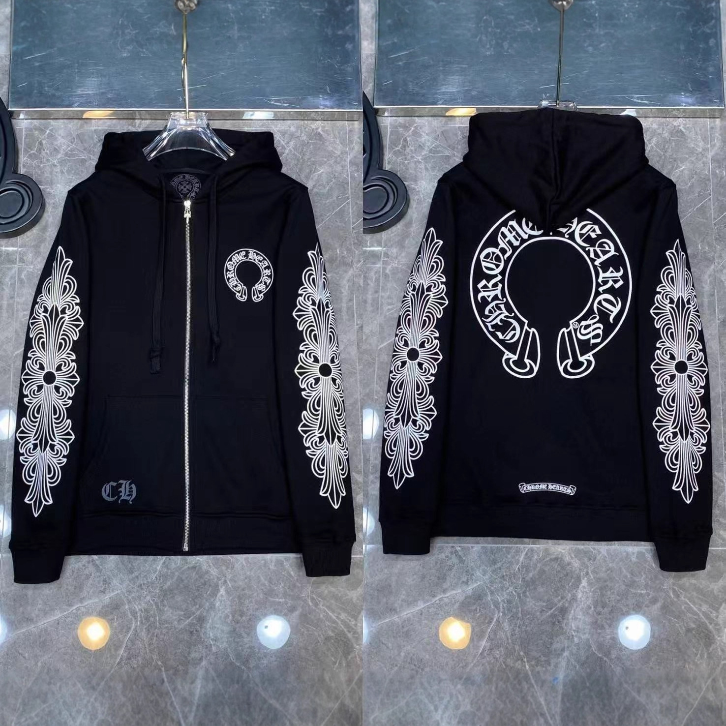 2026 New Cross-Border CH Hoodie Cross Horseshoe Couple Zipper Hooded Sweatshirt Jacket Trendy Brand 30/1 - Image 4
