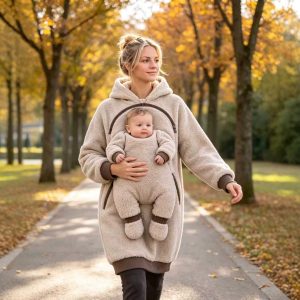 Cross-border Amazon women's hooded baby pocket casual sweatshirt, women's zip-up long-sleeved fleece-lined top