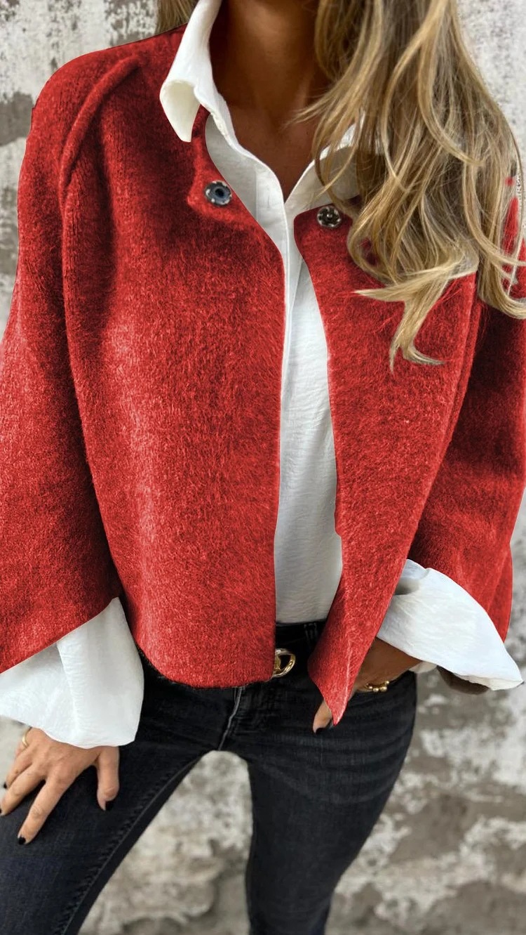 2024 Independent Station Foreign Trade AliExpress_Autumn and Winter Loose Short Cashmere Long Sleeve Jacket - Image 6