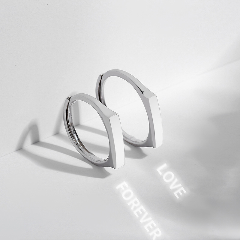 S925 Sterling Silver Projection Couple Rings, Colorfast, Unique Ins Style, Simple Design, "In the Name of Light" Couple Rings for Men and Women - Image 8