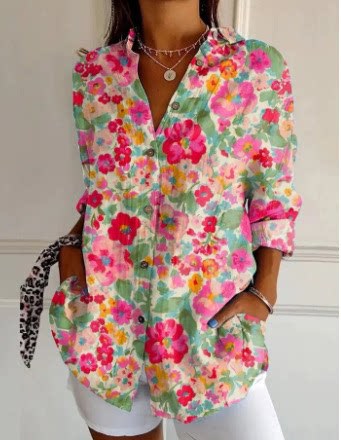 2024 New Women's Long Shirt, Summer European and American Trendy Short-Sleeve Floral Print 3D Short Sleeve Fashion - Image 21